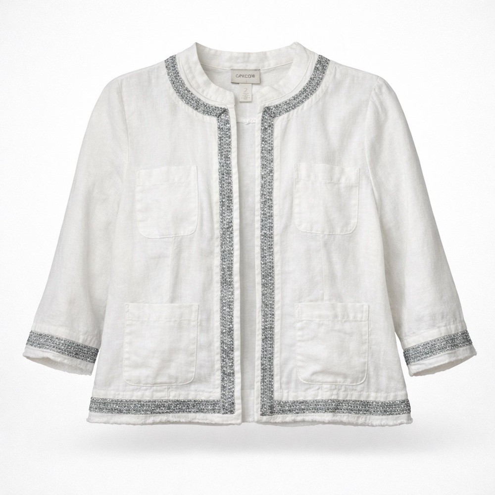 Chico's White and silver Women's Blazer